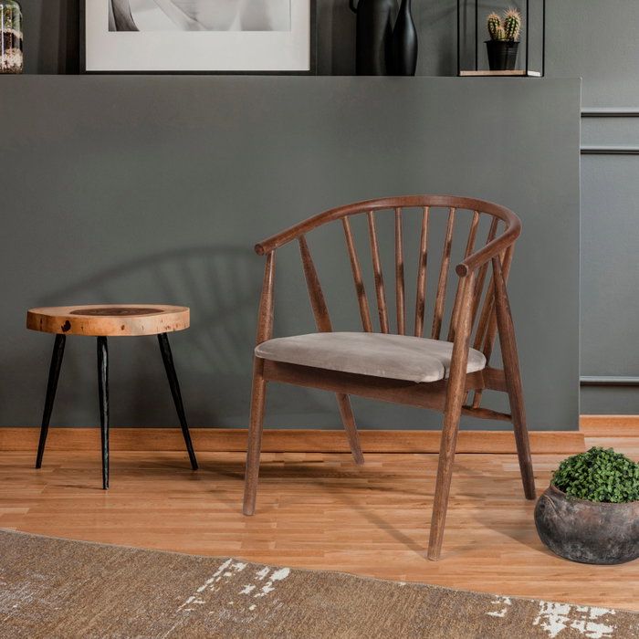 Hanah Home Albero48 Silla de Madera de Haya, Nogal y Beige, 55x77x47 cm